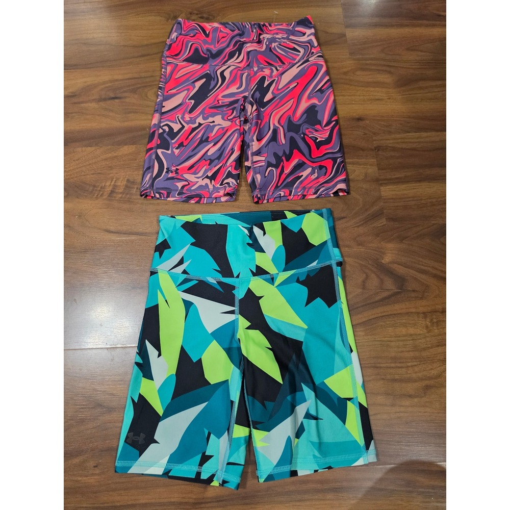 Excellent Under Armour Bike Shorts Small Multicolor HeatGear Compression 2 Pack